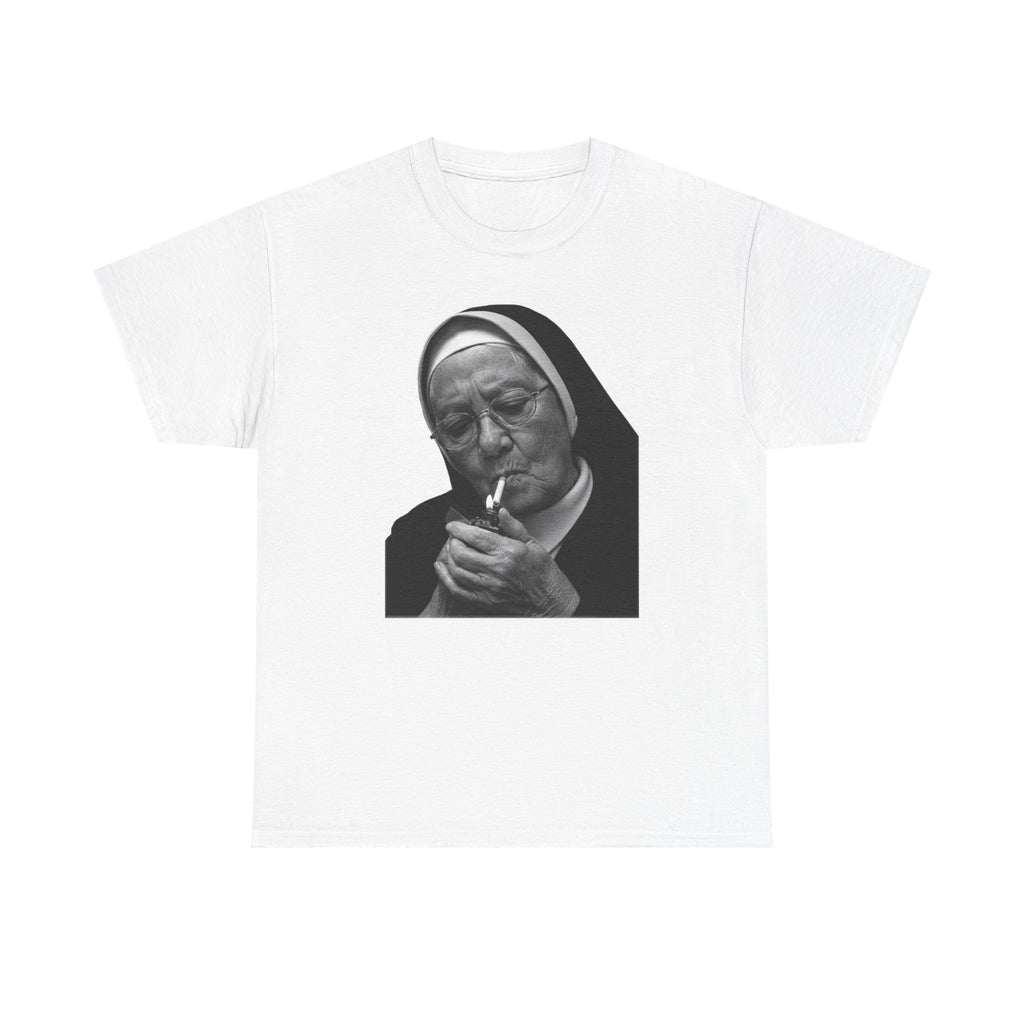 Smoking Nun T-Shirt | Funny Dark Humor Religious Portrait Tee