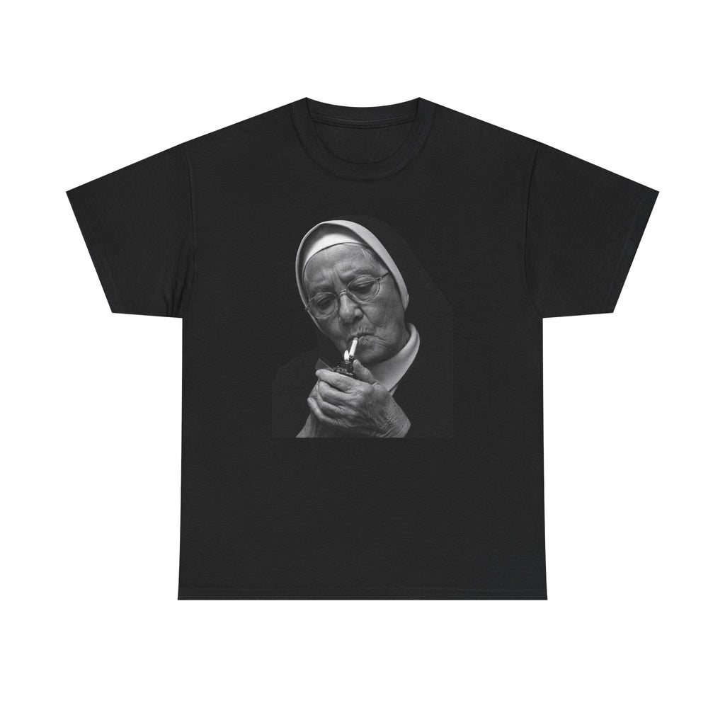 Smoking Nun T-Shirt | Funny Dark Humor Religious Portrait Tee