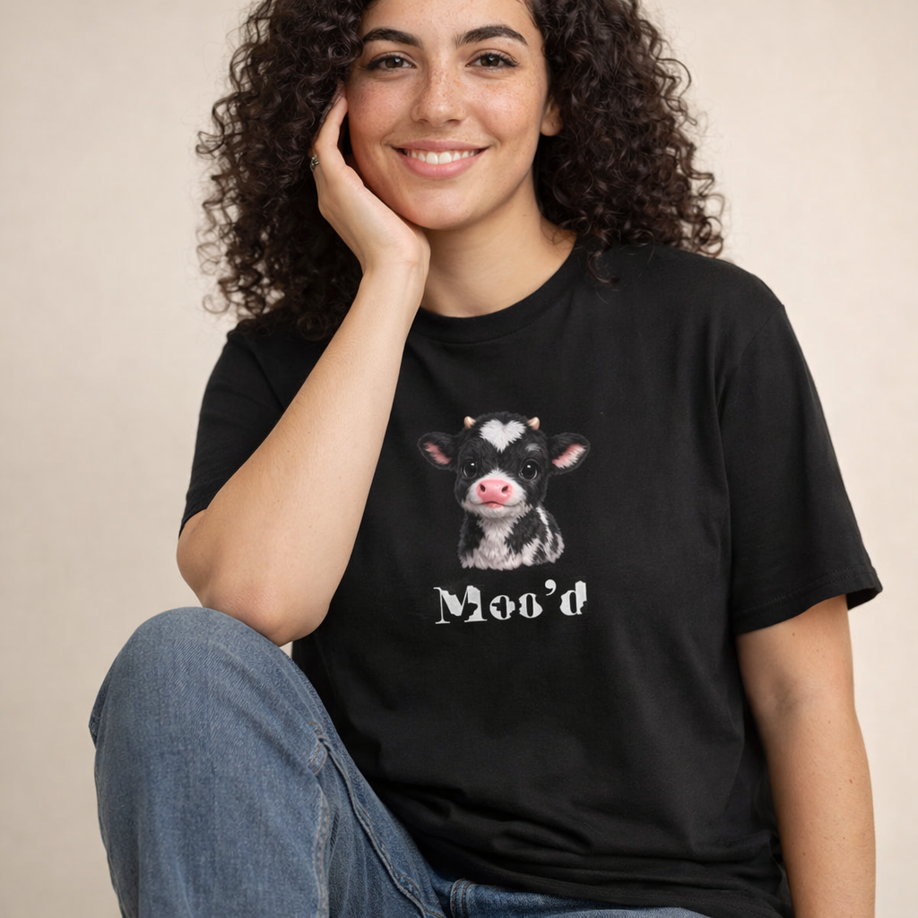 Cute Moo'd Cow T-Shirt | Cute Cow Illustration, Funny Farm Tee
