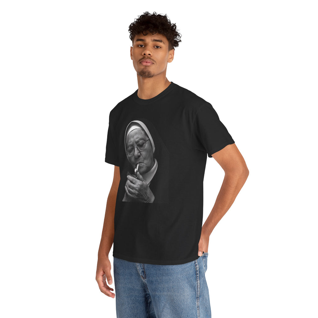 Smoking Nun T-Shirt | Funny Dark Humor Religious Portrait Tee