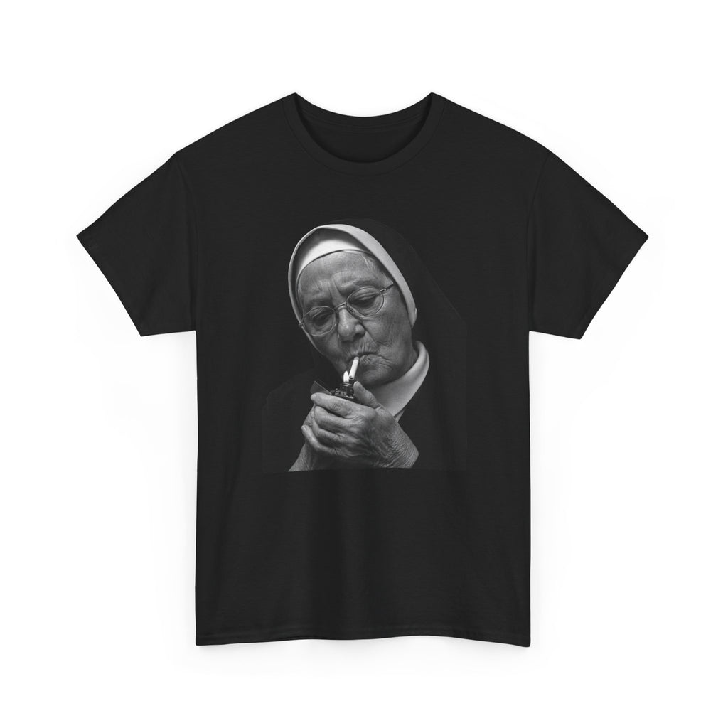 Smoking Nun T-Shirt | Funny Dark Humor Religious Portrait Tee